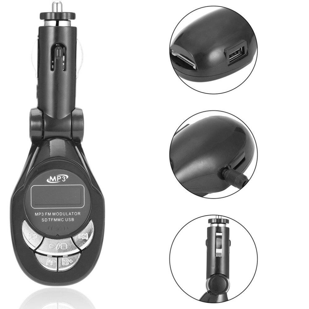 Car MP3 Player Wireless FM Transmitter Modulator USB CD MMC Remote 206 FM channelsDrop