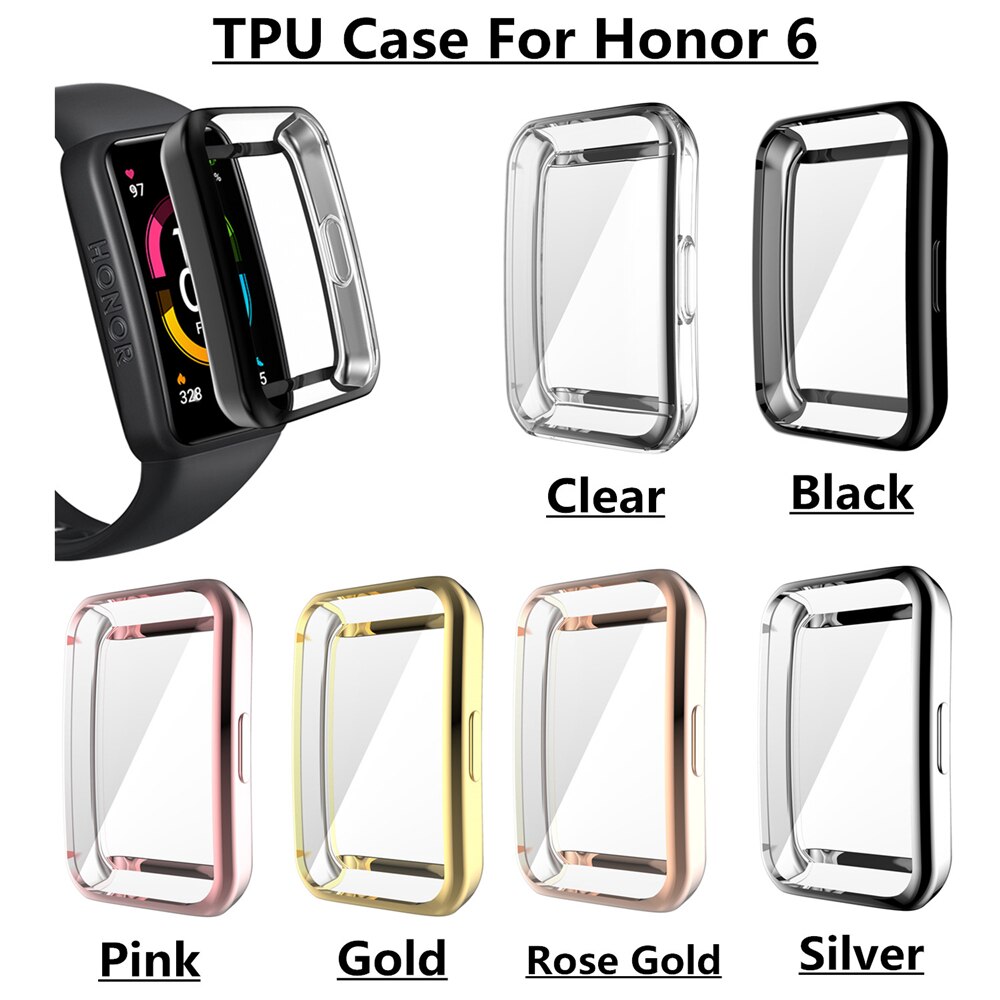 Tpu koko näytön suojakuori älykellon suojakotelo päällystetty kuoripuskuri kunnianauhalle 6 huawei band 6