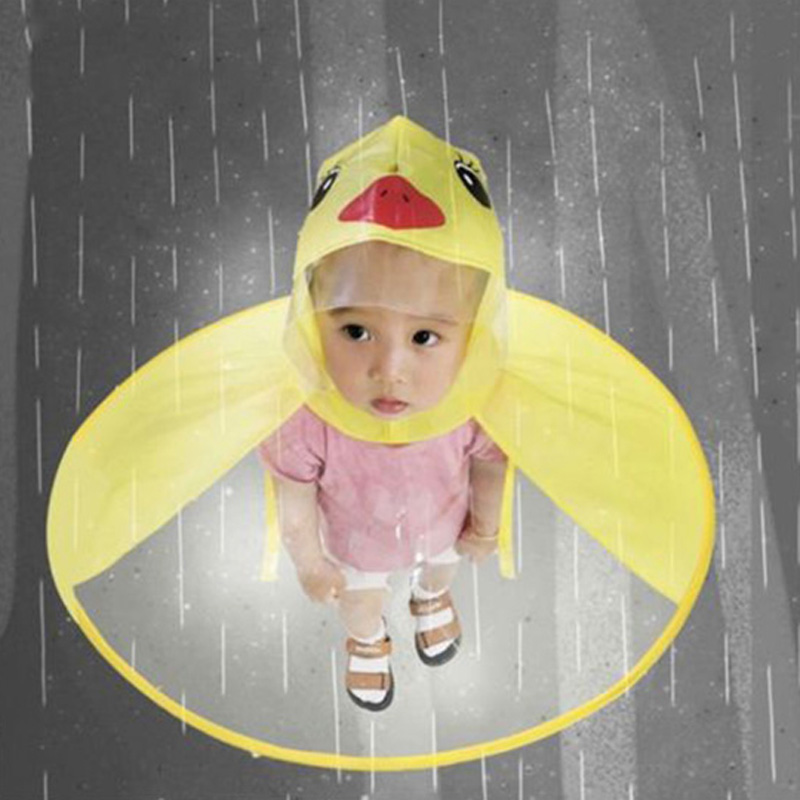 Gele Eend Kids Regenjas UFO Cap Paraplu Automatische Opvouwbare Paraplu Kinderen Hoed Creatieve Regenjas Student Vrouw Regen Hoed