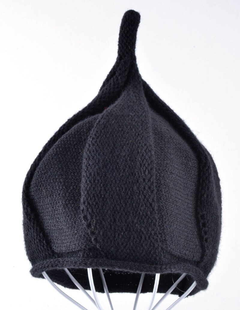 Mooie katoenen baby hoed winter gebreide wol zachte halloween pompoen caps jongens mutsen kinderen steeple cap Meisjes kerst hoeden: Zwart