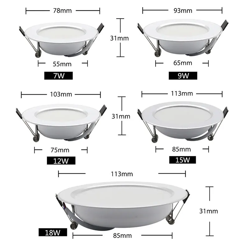 Spot LED Downlight Plafond AC 220V 240V 7W 9W 12W 15W 18W Spotlight Koud Warm Wit Ronde Inbouwlamp LED Spot Licht Verlichting