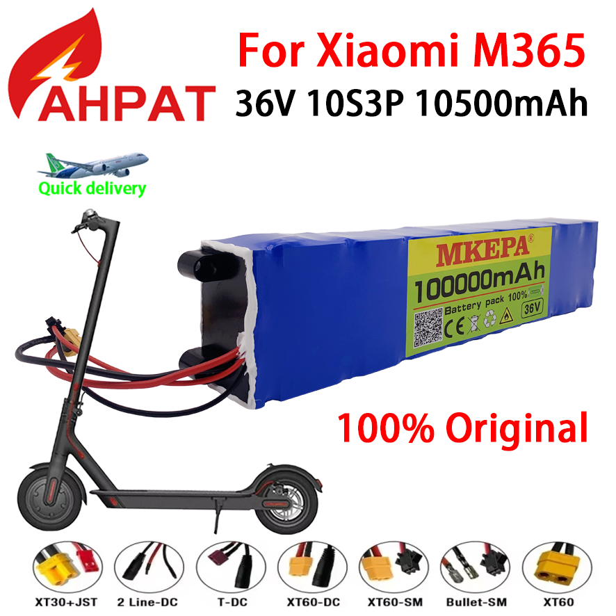 Luchtvervoer Nieuw 10S3P 36V 100000 mAh 36v elektrische scooter accu 18650 lithium M365 elektrische scooter, accu en oplader