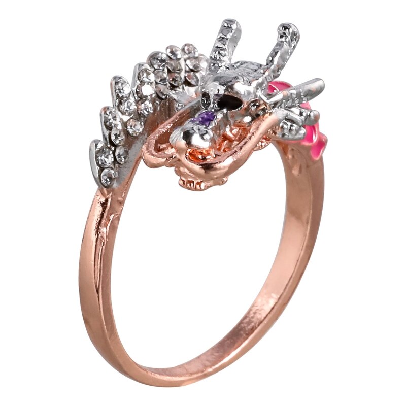 Jahrgang Hochzeit Band Ringe Für Frauen Einzigartige Stil Weiblichen Drachen Ebene Ring 18KT Rose Süße Engagement Ring