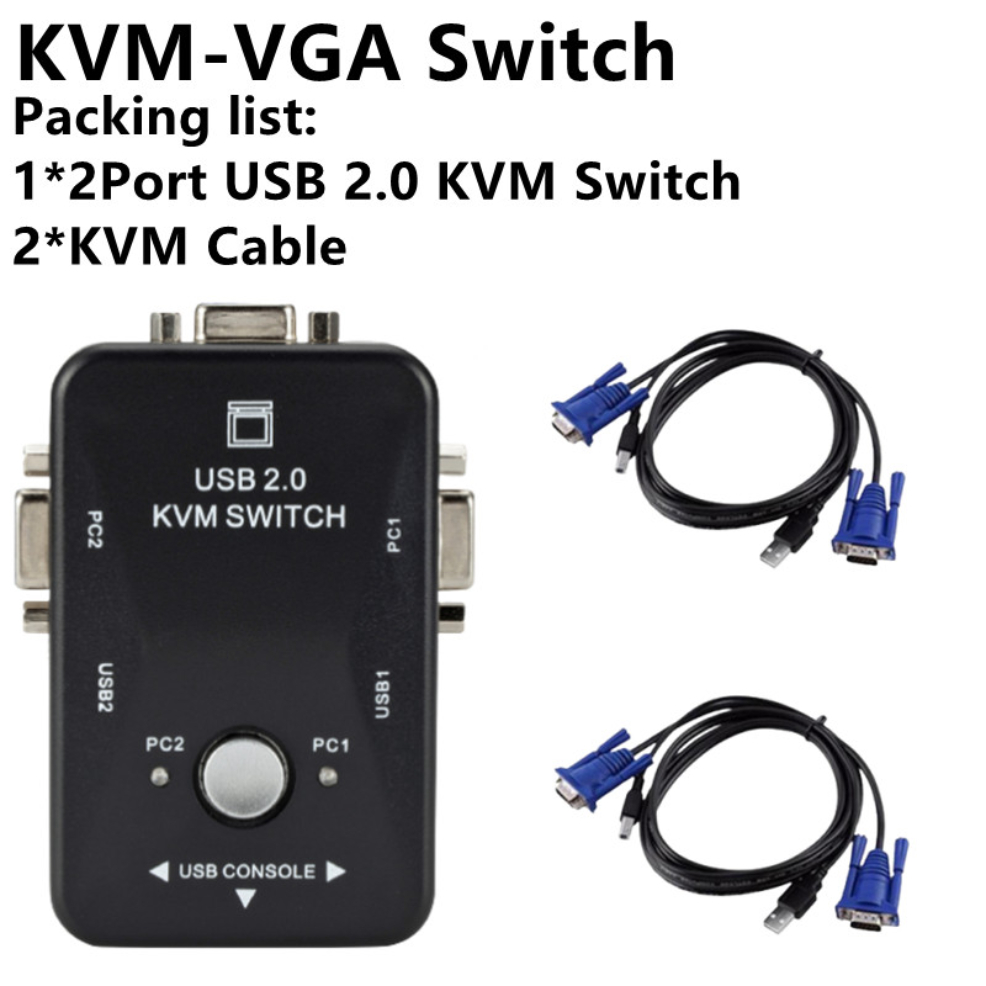 USB KVM Switch Switcher 4 Port VGA SVGA Switch Splitter 1920*1440 VGA Video Switch For USB device Keyboard Mouse Monitor Adapter: black