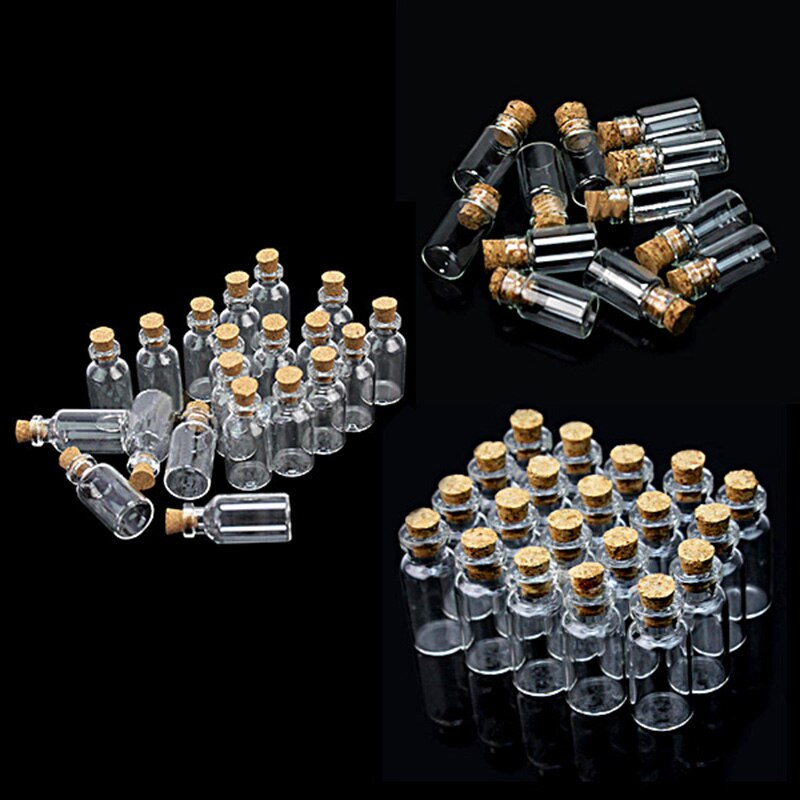 20Pcs Cute Mini Wishing Vials Tiny Clear Cork Lid Empty Glass Bottles Jars Containers Home Decoration