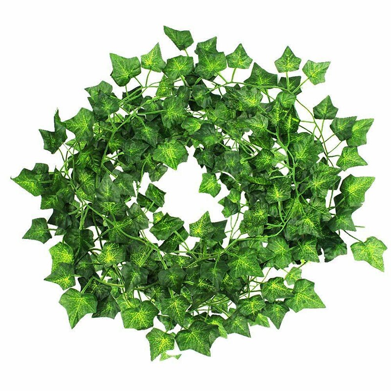 Guirnalda de hojas de hiedra, 12 Uds. Seda verde colgantes artificiales, plantas, hojas de vid, flores falsas, hojas, guirnalda de flores, decoración para casa, Bar: Default Title