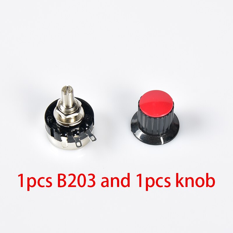 RV24YN-B203 Potentiometer and knob 2W 20K ohm carbon film governor battery car Adjustable resistance console Repair parts: B203 and No 1 knob
