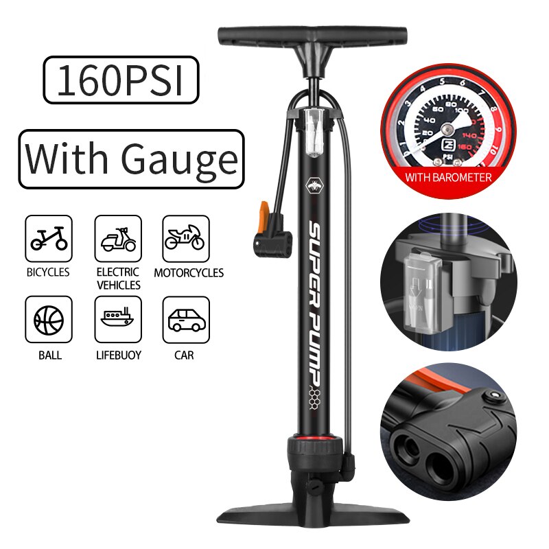 Xunting Mini Bike Pump Portable Bicycle Tire Pump Mini Bike Floor Pump Hand Foot Football Mini High Pressure Tool Bicycle Pumps: 8