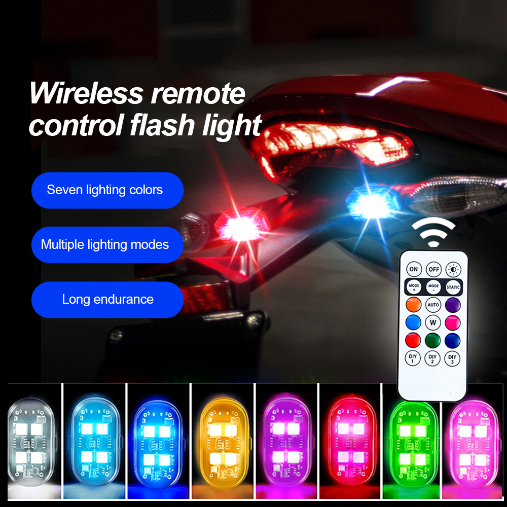 Luces estroboscópicas Led universales para aviones, luz de advertencia anticolisión para motocicleta, recargable por USB, Control remoto inalámbrico de 8 colores