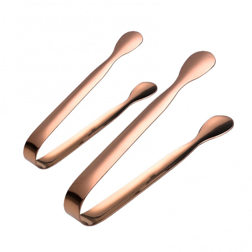 2Pcs Stainless Steel Ice Cube Sugar Tongs for Tea Party Coffee Bar Food Serving: Rose Gold