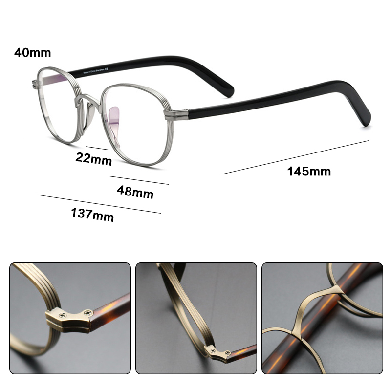 Jahrgang Titan Brillen Rahmen Männer Luxus Acetat retro Platz Rezept Optische Gläser Rahmen Frauen Myopie Brillen