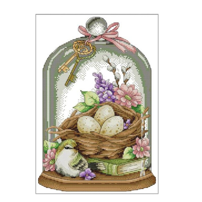Cross Stitch Stamped Kits 14CT Printed Embroidery Cloth Needlepoint Kits Easy Patterns For Love Birds: Default Title