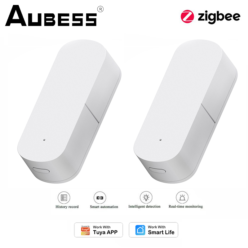 Aubess Zigbee Smart Vibration Sensor Home Security Protection Real-Time Monitor Alarm Push Tuya Smart Life APP History Record