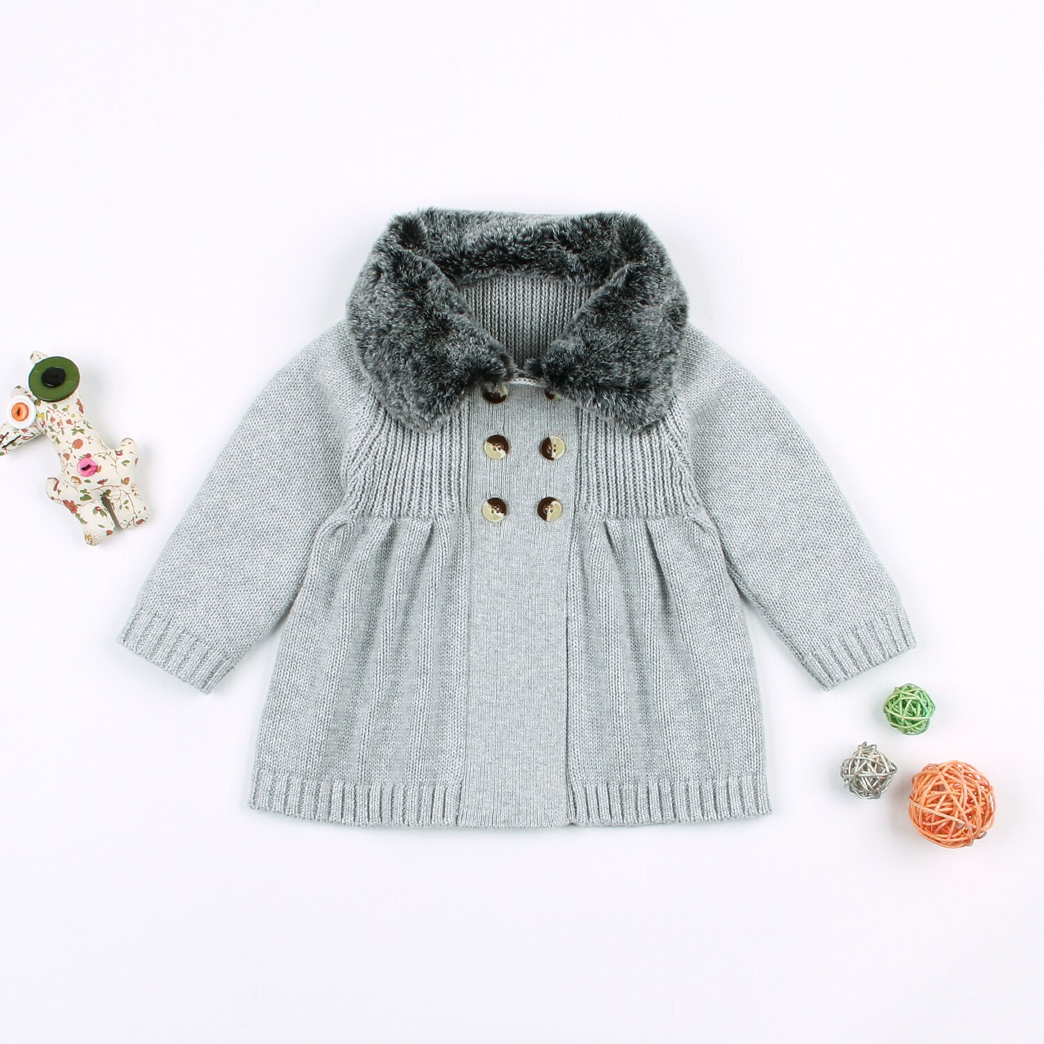 Peuter Kids Baby Jongen Meisje 3 M-24 M Lange Mouwen Gebreide Trui Vest Jas Jas Uitloper: Grijs / 24M