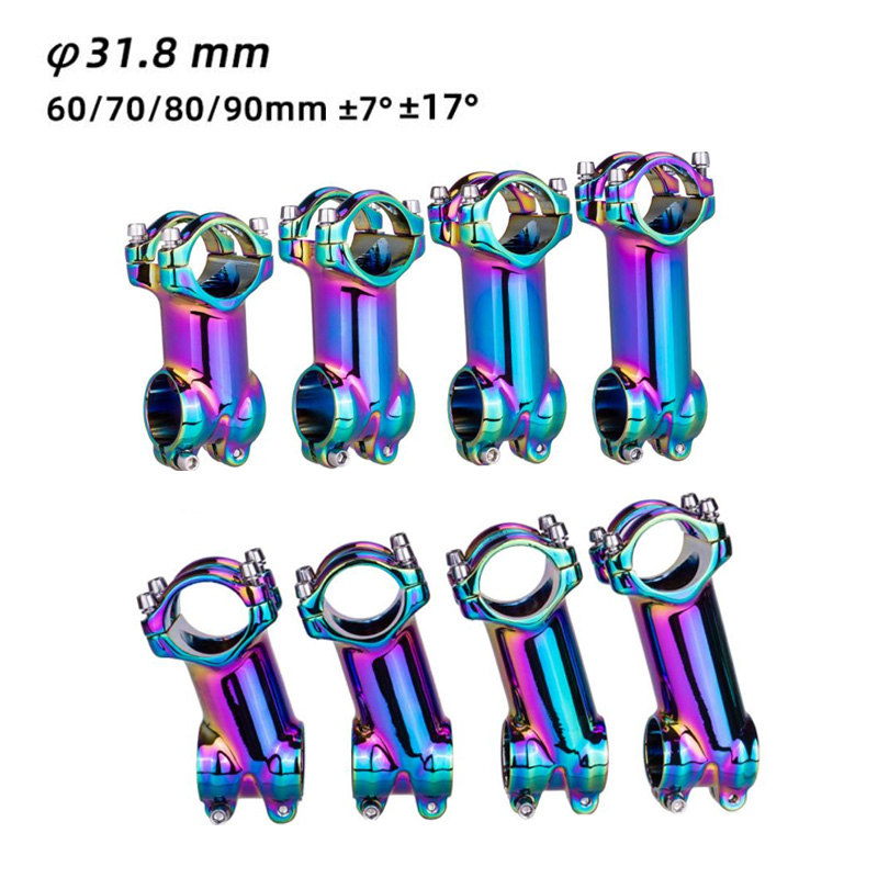 Rainbow Colorful MTB Stem Road Bike Stem 7/17 Degree 60/70/80/90mm *31.8mm Bicycle Handlebar Stem Mtb Power Bike Accessories