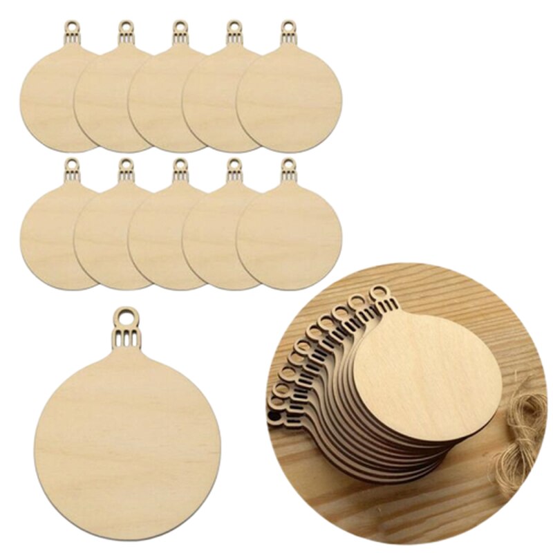 10 stücke Holz Runde Kugeln Stichworte Weihnachten Bäume Spielzeug Dekorationen Handwerk Spielzeug Ornamente Weihnachten DIY Handwerk freundlicher Spielzeug Für freundlicher