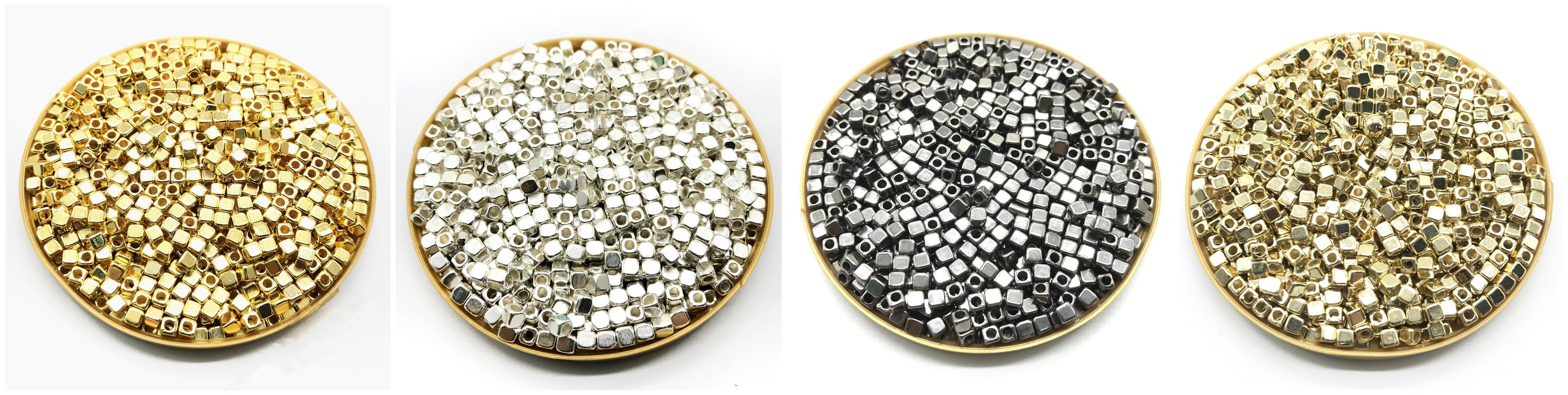 200Pcs 4mm Acryl Plated CCB Vierkante Zaad Ruimte Kralen voor Sieraden Maken DIY Armband Kettingen