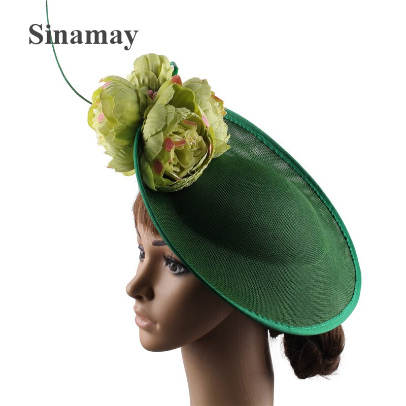 Grands chapeaux élégants fascinants pour femmes, chapeaux décoratifs pour fête de mariage, photographie, accessoires pour cheveux: emerald green
