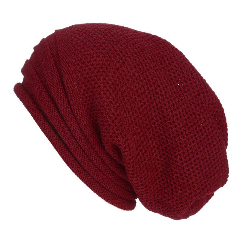 Vinter baggy slouchy beanie mössa ull stickad varm mössa för män kvinnor beanie oversized vintermössa för skidåkning: Röd