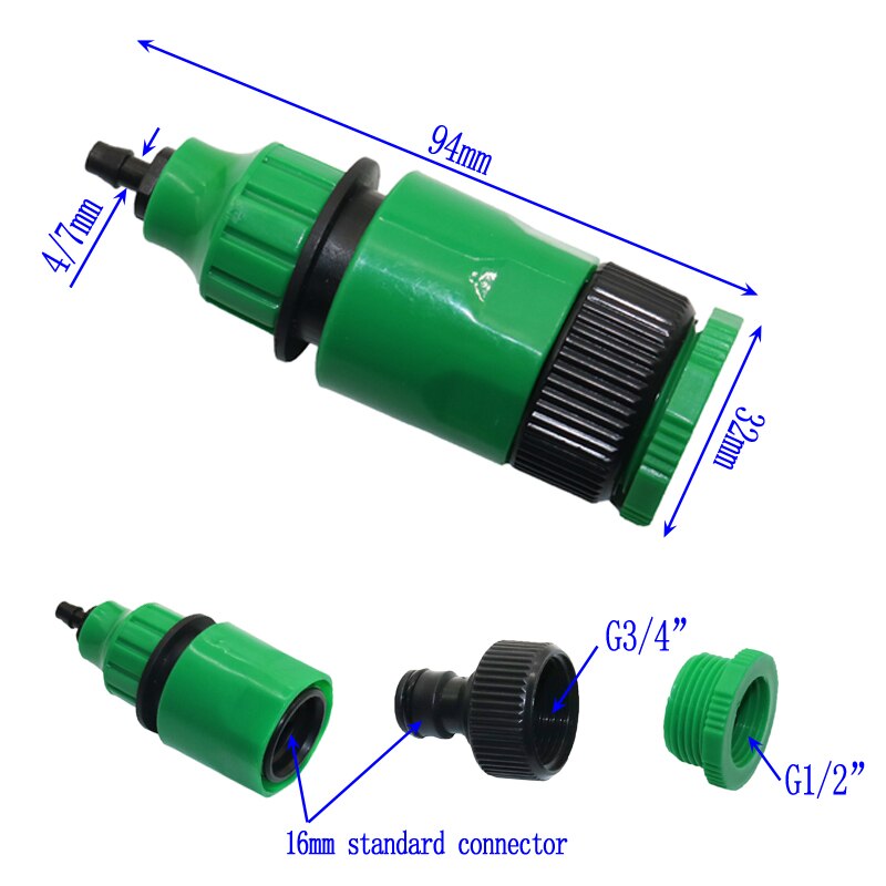 1 Sets Fog Nozzles Micro Automatische tuinirrigatie watering Kit 10m slang en Grijs sproeikop met 4/ 7mm tee en connector