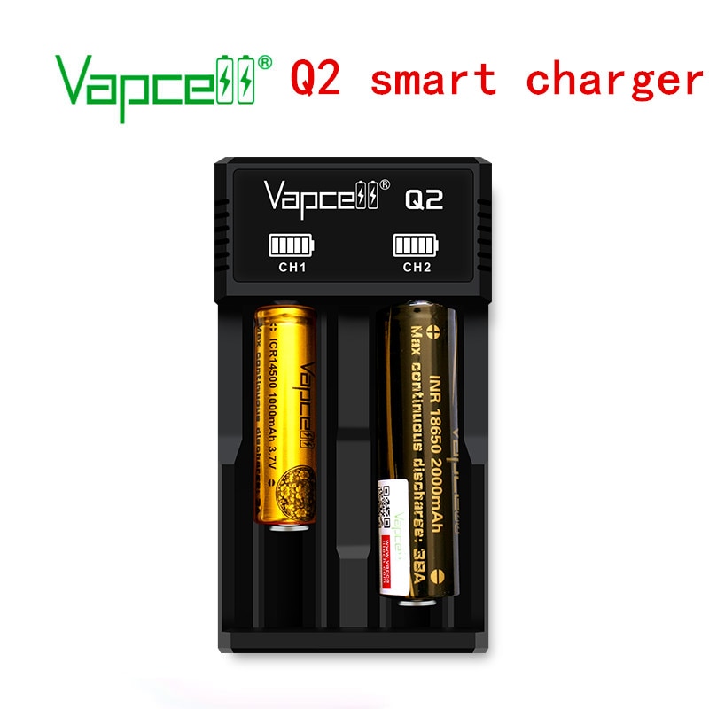 Vapcell Q2 charger simple Smart 2 Slot 1A Micro USB power LED indicator for Li-ion battery 21700 18650 18350 20700 charger