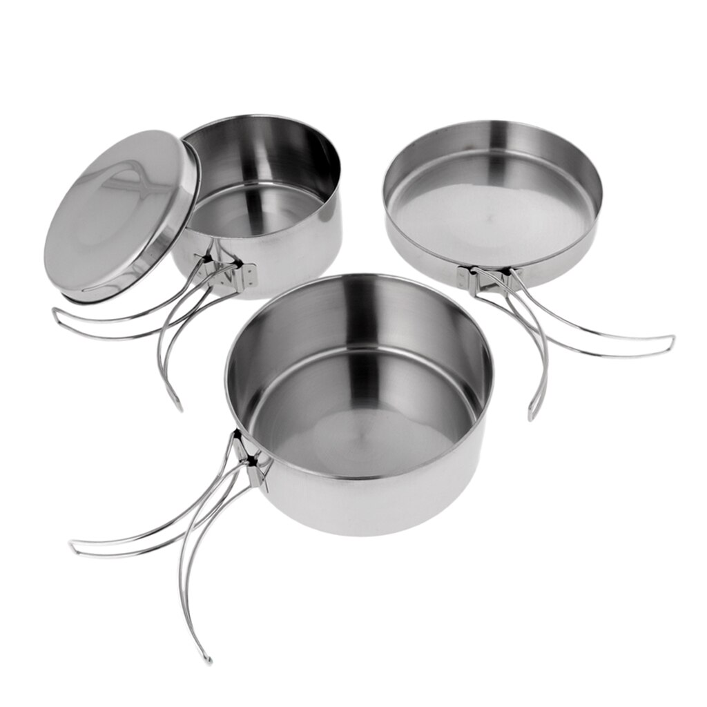 4-in-1 Stainless Steel Outdoor Backpacking Camping Picnic Cookware Cook Set