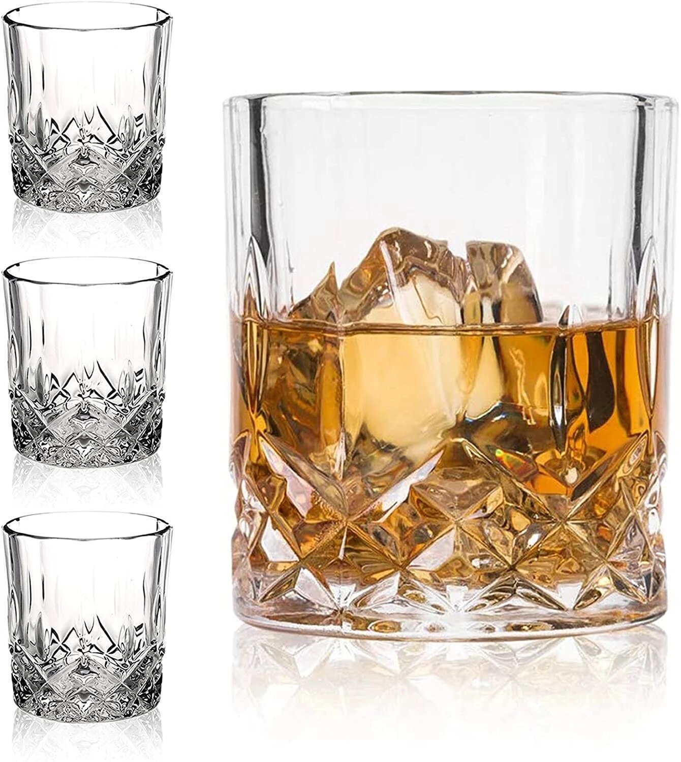 Vintage Whiskey Glasses Unique Bourbon Glass Ultra-clear Layer Vintage Wine Vodka Bourbon Cocktail Scottish Glass Bar: 4PCS