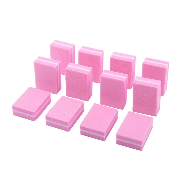 50 Stks/partij Professionele Spons Nagelvijl Beauty Mix 6 Kleur 100/180 Grit Uv Gel Nagellak Lime Een Ongle Manicure pedicure Gereedschap: Pink