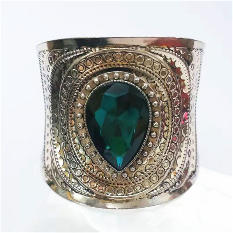 Silber-farbe Manschette Armbinde Für Frauen Ethnische Schmuck Jahrgang Kristall Stein Armbänder Gold Bohemien Breite Armreifen pulseras