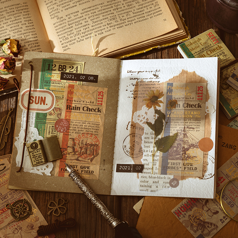 Yoofun 50pcs/lot Memo Pads Sticky Notes Bill Traveller Vintage Deco Paper Junk Journal Diary Scrapbooking Stickers Office School