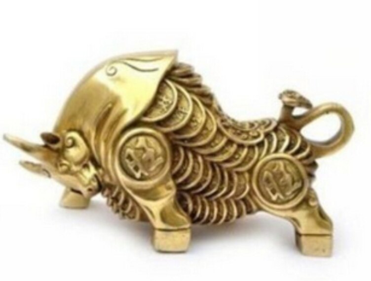 Metalen Ambachten china ornamenten home decor feng shui messing koe sculpturen oude