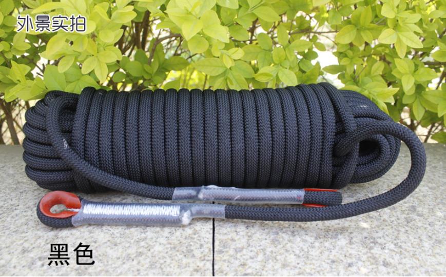 Corde d'escalade de 10m/20m/30m, diamètre de 9mm, résistante à l'usure, outil de randonnée d'urgence en plein air, nouveauté 2022: Black / Paracord-30m