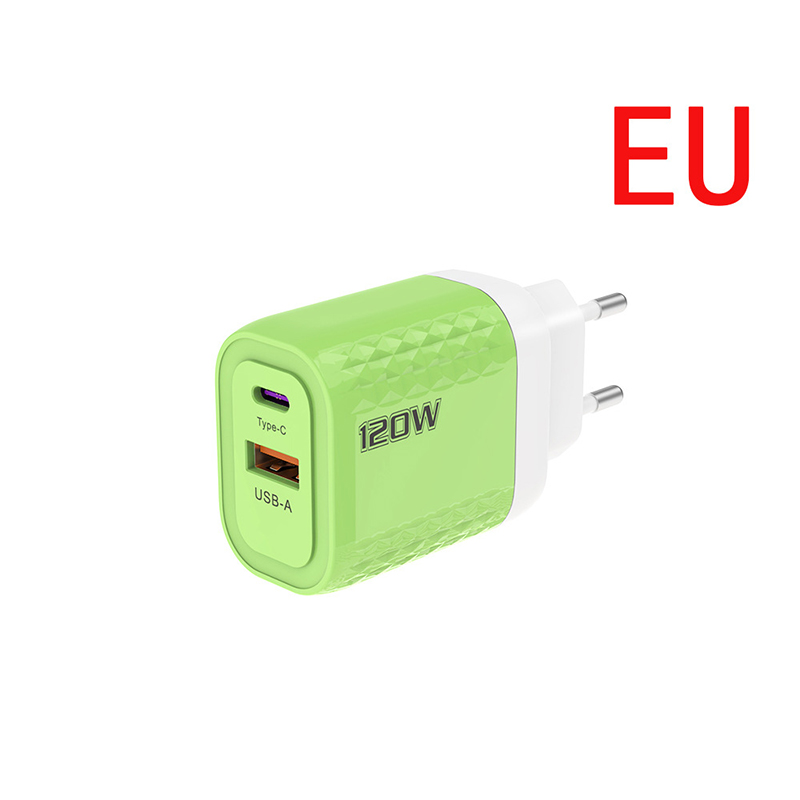 120W Charger Fast Quick Charging PD QC 3.0 USB Type C Charger Fast Charging EU/US/UK Plug Adapter For iphone 15 Samusng S23: grey
