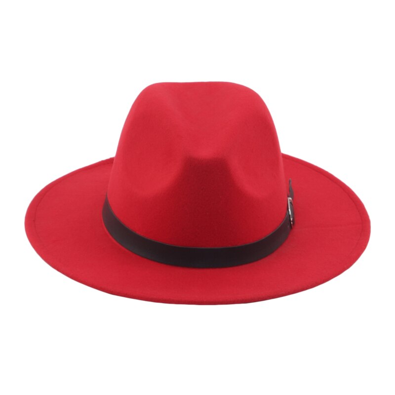 Mænd fedoras kvinders jazz hat sommer forår sort uld blandet cap udendørs afslappet hat: Rød