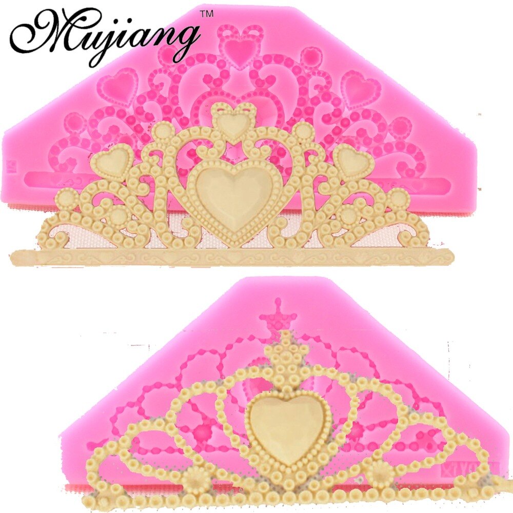 Mujiang Queen Crown Silicone Cake Molds Tiara Fondant Cake Decorating Tools Gumpaste Chocolate Mold Kitchen Baking Moulds CT854
