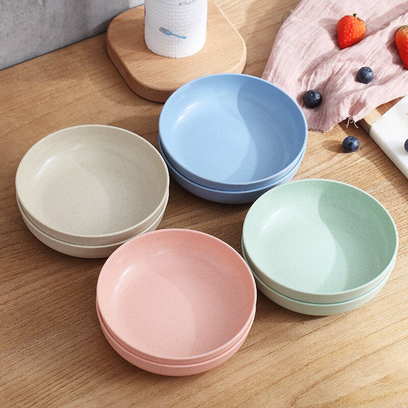 Pajita de trigo de color sólido de estilo japonés, plato de Sushi para aperitivos, mesa de comedor redonda, plato de basura, accesorios de cocina