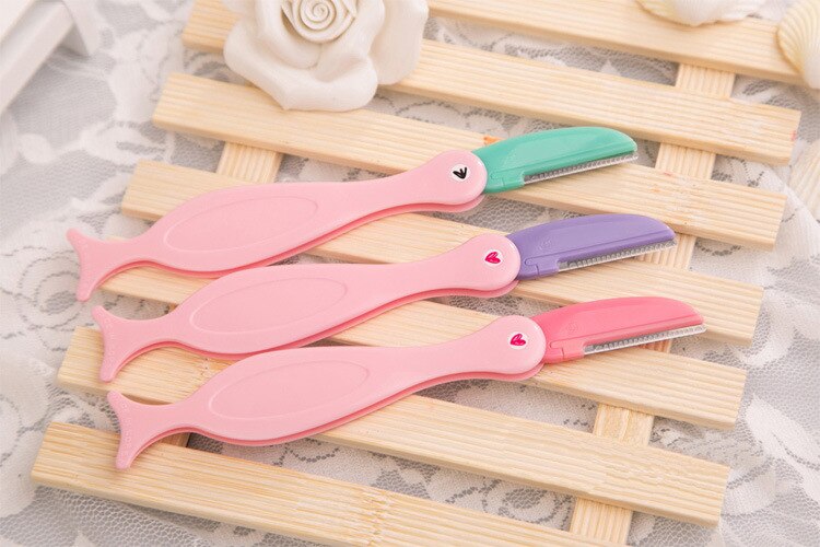 3 stks/partij Flamingo modellering threading mes Wenkbrauw Scheermes, Facial Hair Remover Wenkbrauw Trimmer