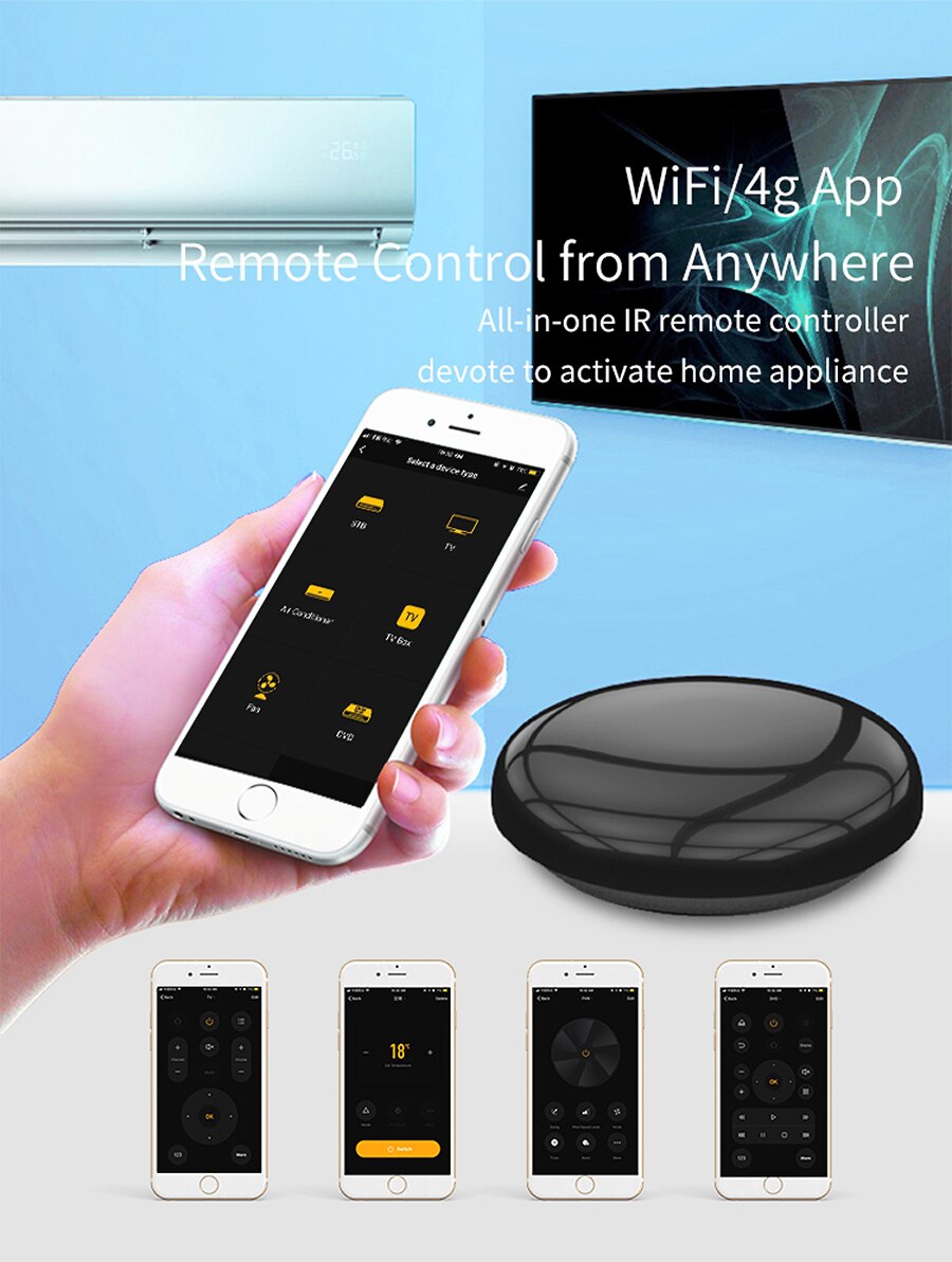 Tuya WiFi Smart IR Remote Controller Smart Home Compatible with Alexa, Google Assistant, Smart Life for control your TV, air con