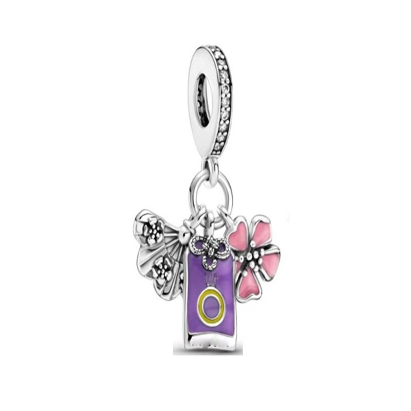 Abalorio de plata 925 para pulsera, dije con forma de flor, perro, gato, para bricolaje, Original, F040, novedad: B1054