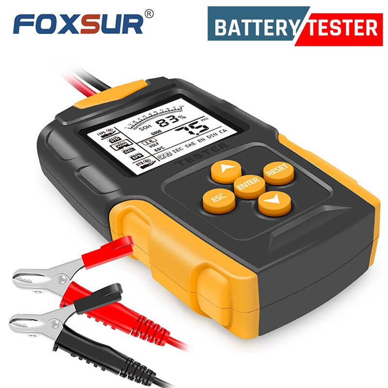 FOXSUR 12V 24Volt Car Battery Tester Analyzer for Automotive AGM Gel WET Battery Meter CA SLA CCA IR SOH Checking Accumulators
