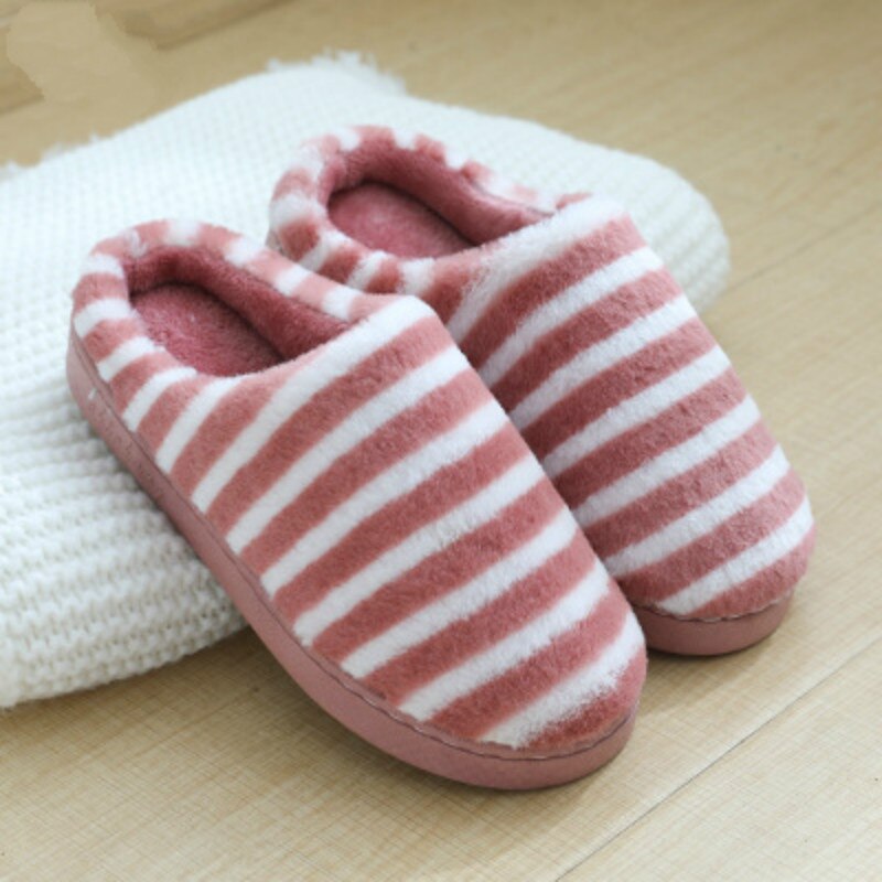 Fujin høst vinter kvinner bomull tøfler hjemme innendørs kanin ull sovesko sklisikker varm ull sovende bomull tøfler: Rød / 38-39(24-24.5cm)