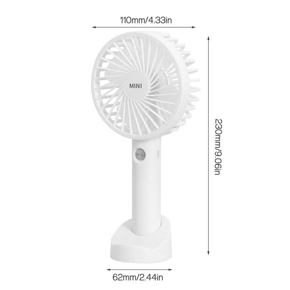 Portable USB Rechargeable Fan Mini Handheld Air Cooling Fan Desktop Ventilation Fan With Base 3 Modes For Travel Outdoor Cooler: Blue