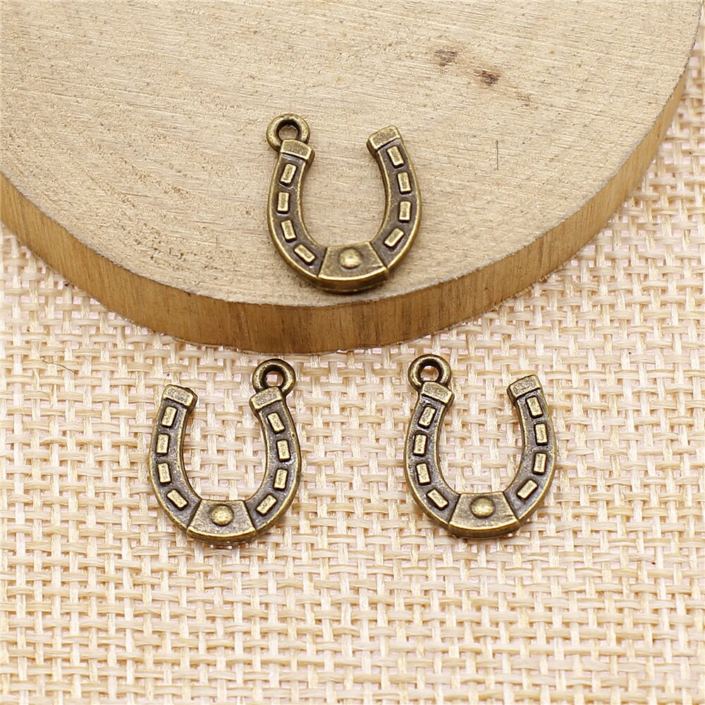 WYSIWYG 40pcs 15x12mm ferro di Cavallo Pendenti A Ferro di Cavallo Pendenti di Fascino Antico Colore Argento A Ferro di Cavallo Pendenti