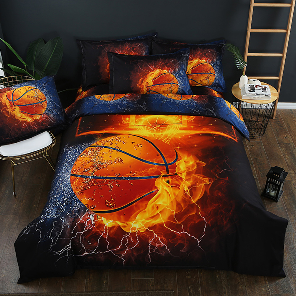 Sábana de fútbol juego de cama impreso Individual Doble hogar funda de almohada textil 3 unids/set fútbol baloncesto edredón juego de sábanas: 1