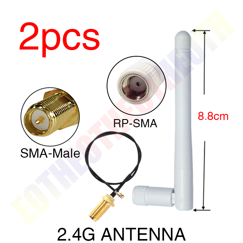 2.4 ghz antena pbx wifi RP-SMA conector macho 3dbi wi fi 2.4 ghz antena 2.4 ghz ipx a RP-SMA macho extensão trança cabo: 2PCS