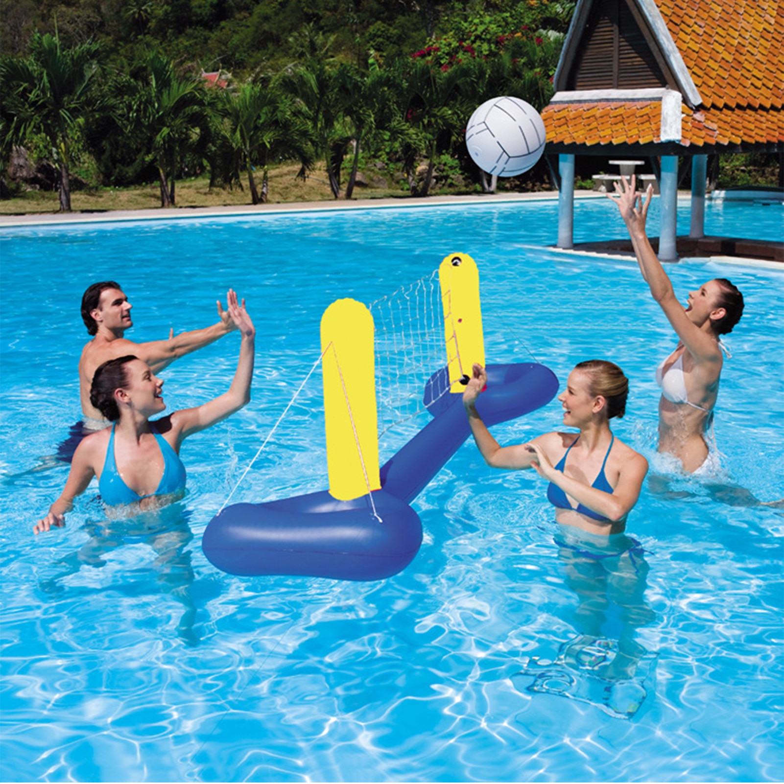 Sport estivi piscina gonfiabile galleggiante Set giochi d&#39;acqua giochi di nuoto per bambini pallacanestro pallamano pallavolo salto in acqua