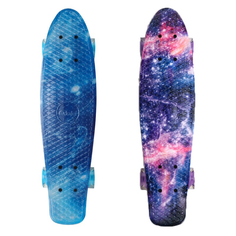 Skateboard mini cruiser fish skate board led blinkende lys plast galakse stjernehimmel trykt longboard til street outdoor sport