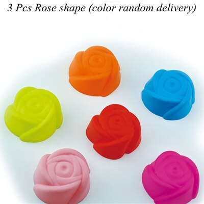 3 st silikon cupcake liners tårtform muffins fodral muti rund form cup cake verktyg bakform bakverk form olika former: 3 st rosform