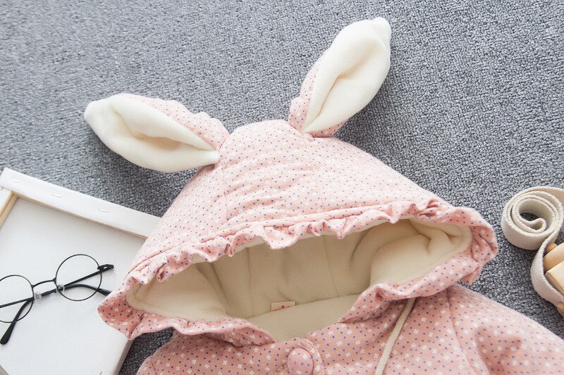 Abrigo con capucha de dibujos animados para niña con bolsa de amor, abrigo grueso de invierno para niños que mantienen el calor, Chaqueta de algodón para otoño para niñas