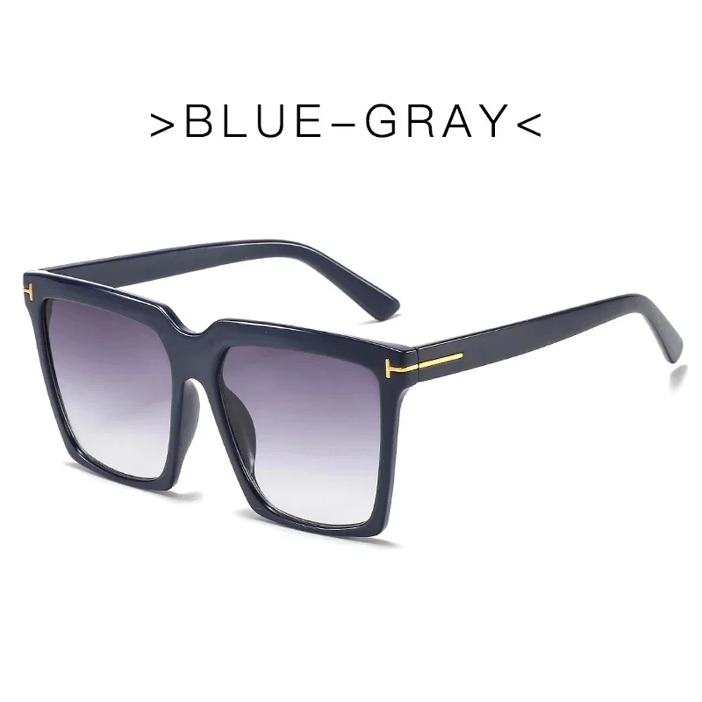 Kwadratowe okulary przeciwsłoneczne damskie 2025 Vintage marka Oversize T damskie okulary przeciwsłoneczne czarne gradientowe okulary damskie męskie óculos UV400: Niebieski